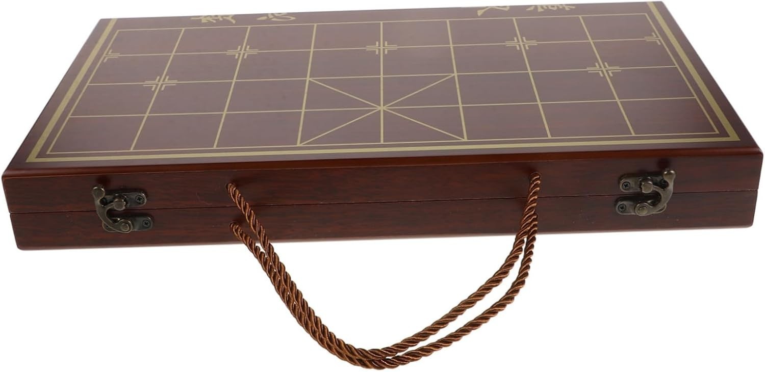 Portable Wooden Xiangqi Chess Board With Storage Box Travel Game