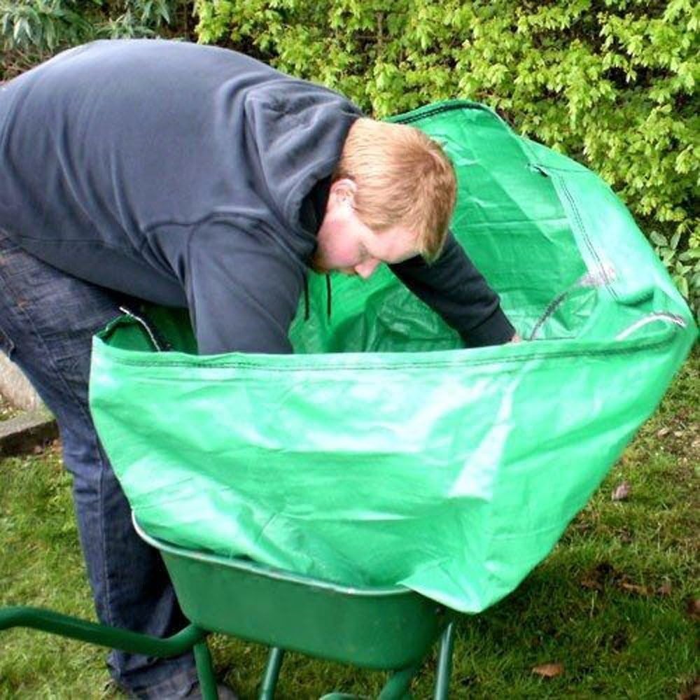 270L Garden Wheelbarrow Bag x2 – Heavy Duty PP Load Carrier w/ Handles Green