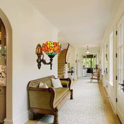 Vintage Wall Light Stained Glass Sconce Lamp for Hallway Bedroom 28cm
