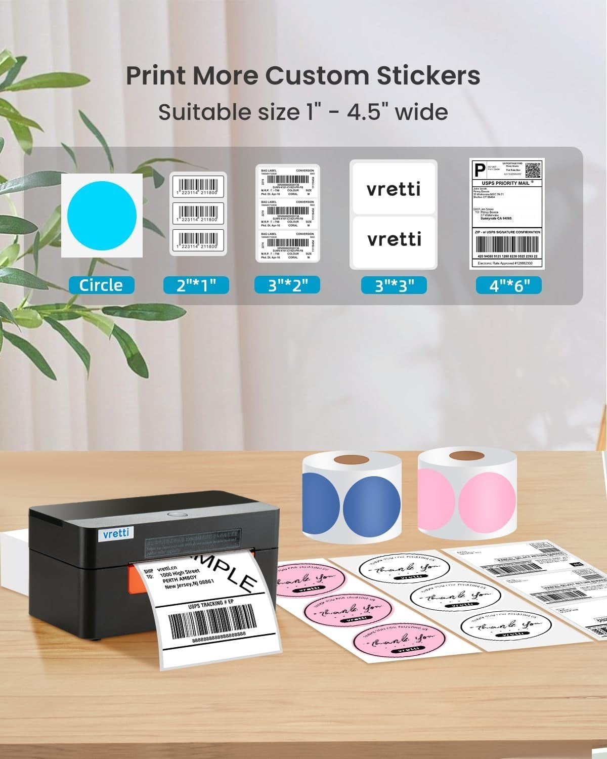 4x6 Wireless Thermal Shipping Label Printer USB Barcode Black Small Biz