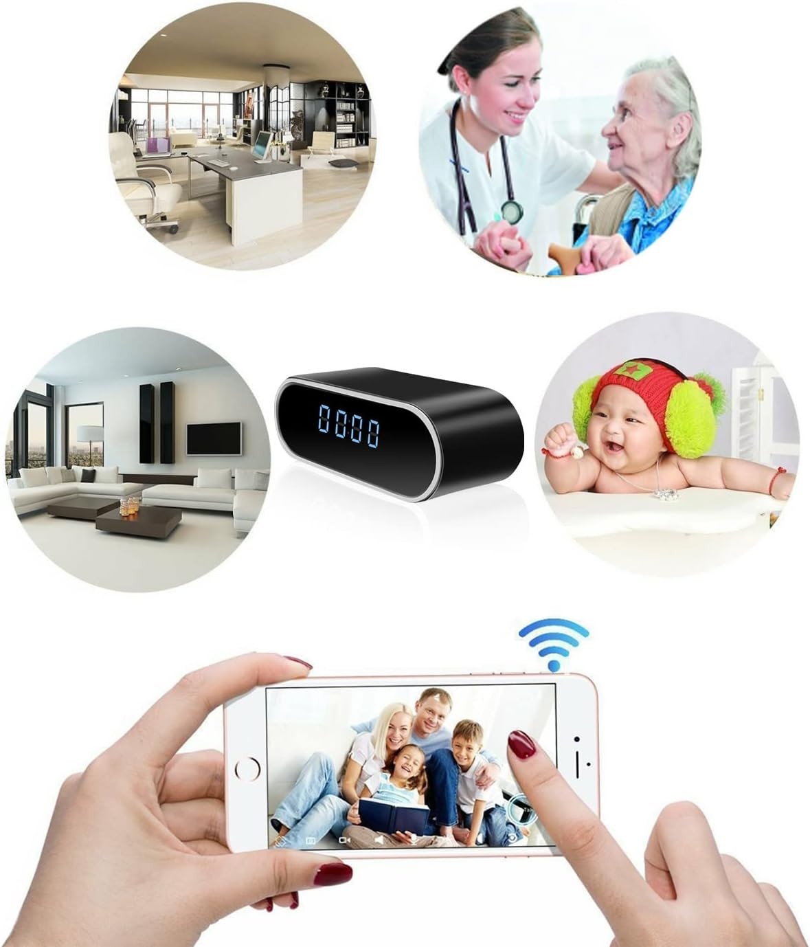 Hidden Clock WiFi 1080P  Alarm Motion Detection Night Vision