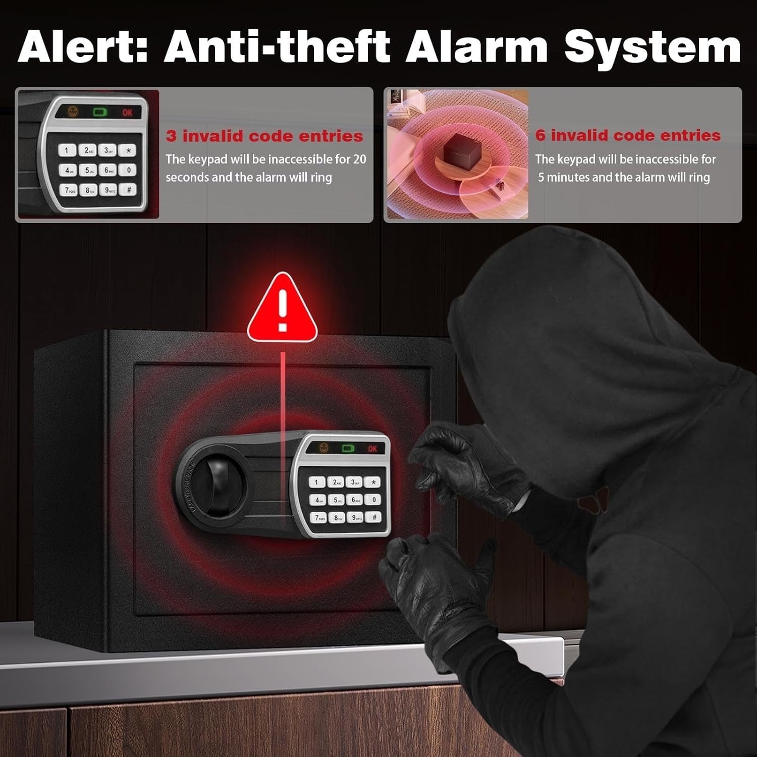 35L Fireproof Safe Box Digital Keypad Security Safe with LED Light