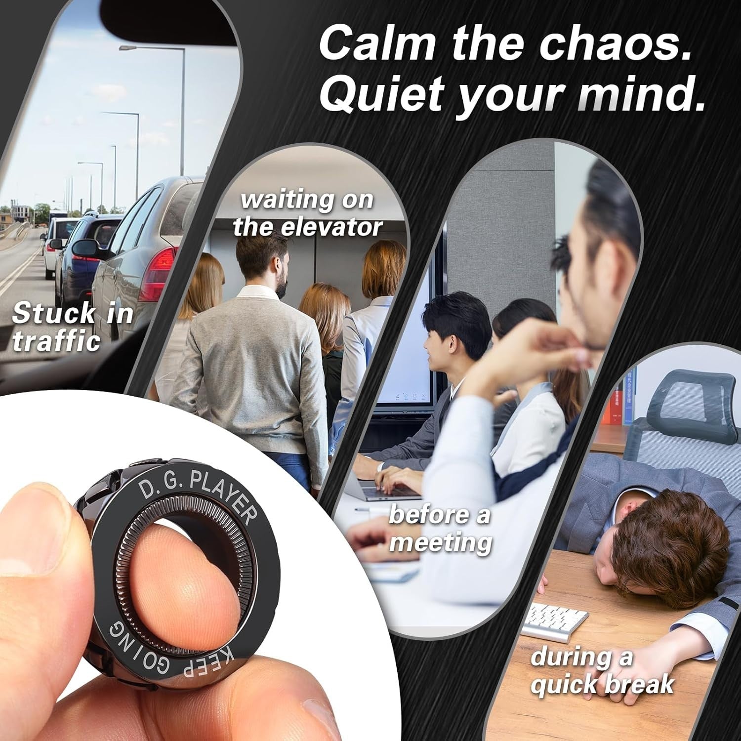 Metal Fidget Spinner Ring Adjustable Silent Stress Relief ADHD Toy