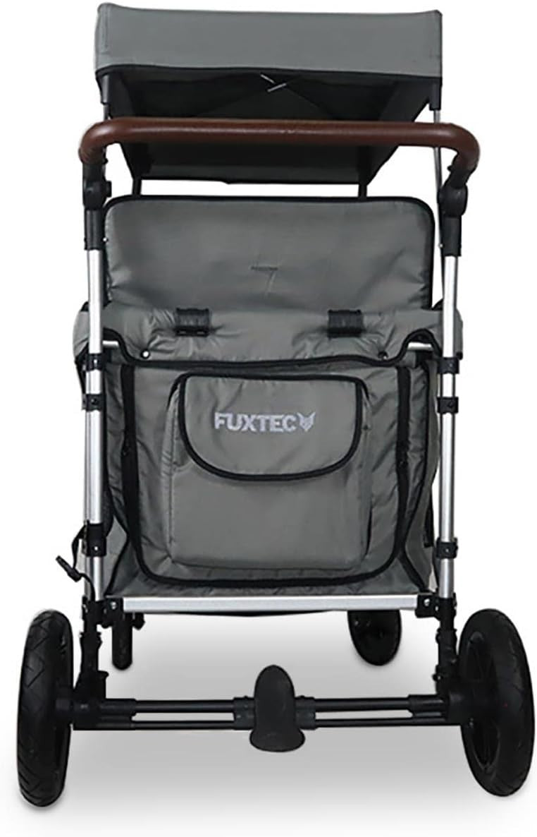 Grey XL 4-Seater All-Terrain Folding Kids Wagon with Canopy & Safety Belts