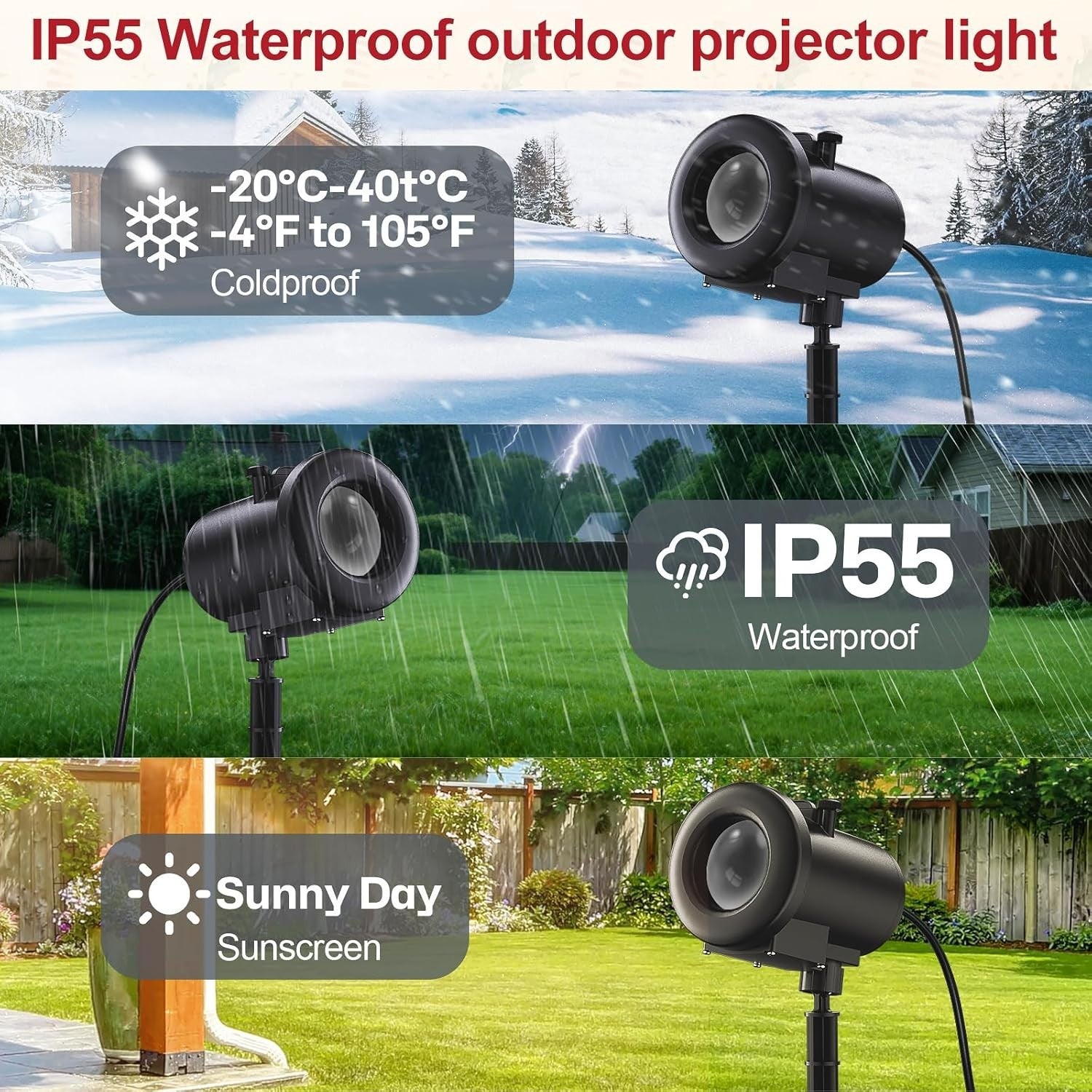 Outdoor Christmas Projector 12 Pattern 3D Holiday LED Waterproof