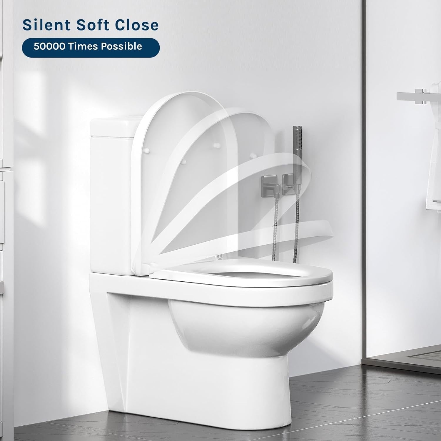 D-Shape Toilet Seat White Soft Close Quick Release Adjustable Hinge Top Fix