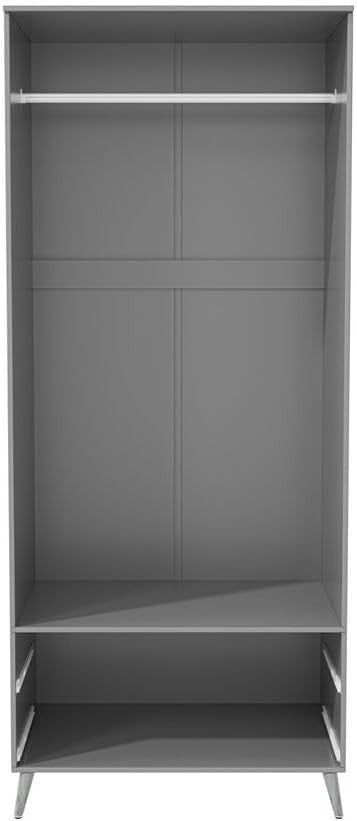 Grey 2 Door Wardrobe with Drawers & Rail – Modern Tall Bedroom Storage