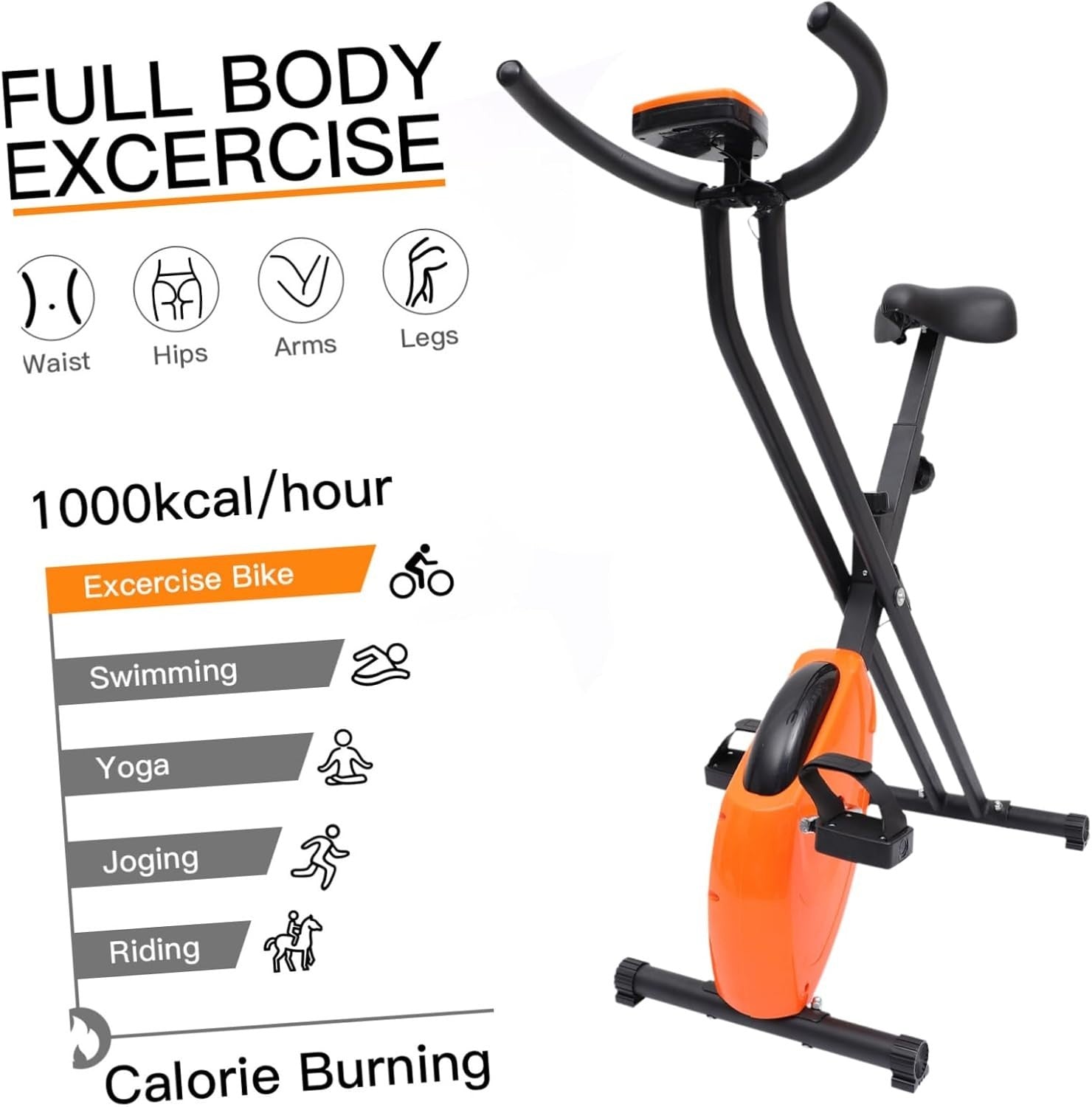 Compact Folding Exercise Bike for Home Fitness, Stable Indoor Cycling Trainer