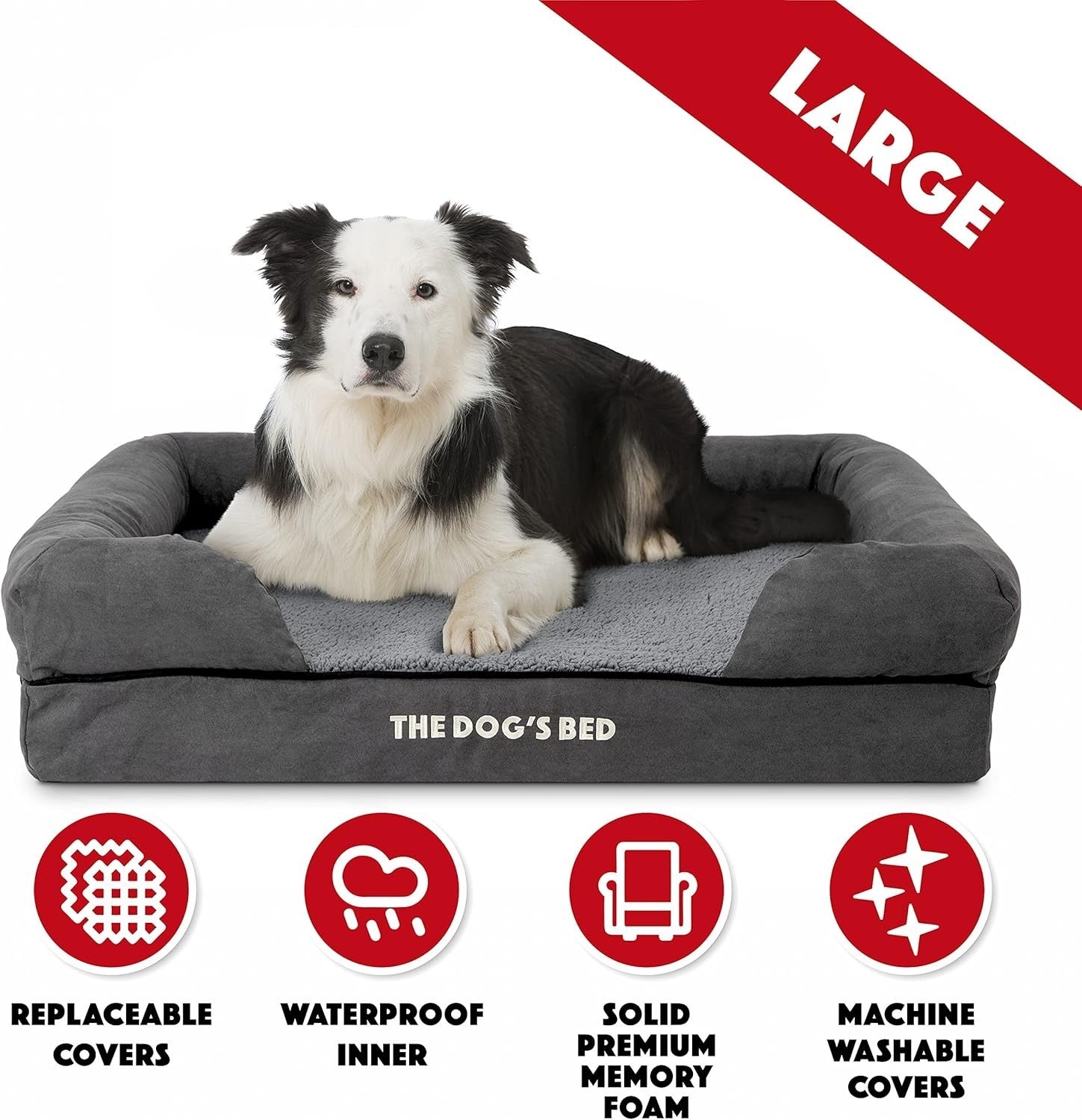 Large Orthopedic Dog Bed Plush Memory Foam Washable 91x70cm