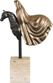 Resin Horse Sculpture with Marble Base 35cm Tabletop Decor