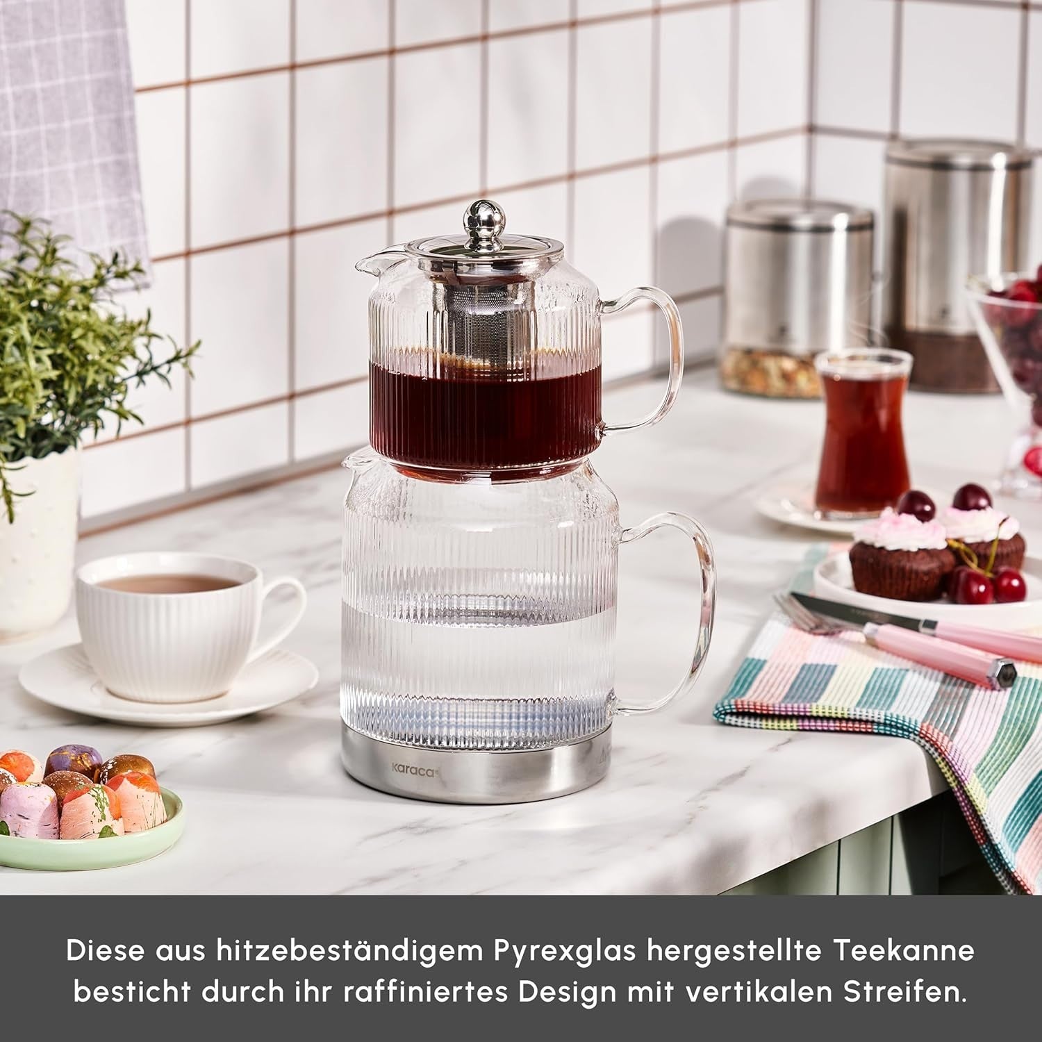 Glass Turkish Teapot Set 3L Borosilicate Tea Maker with Infuser