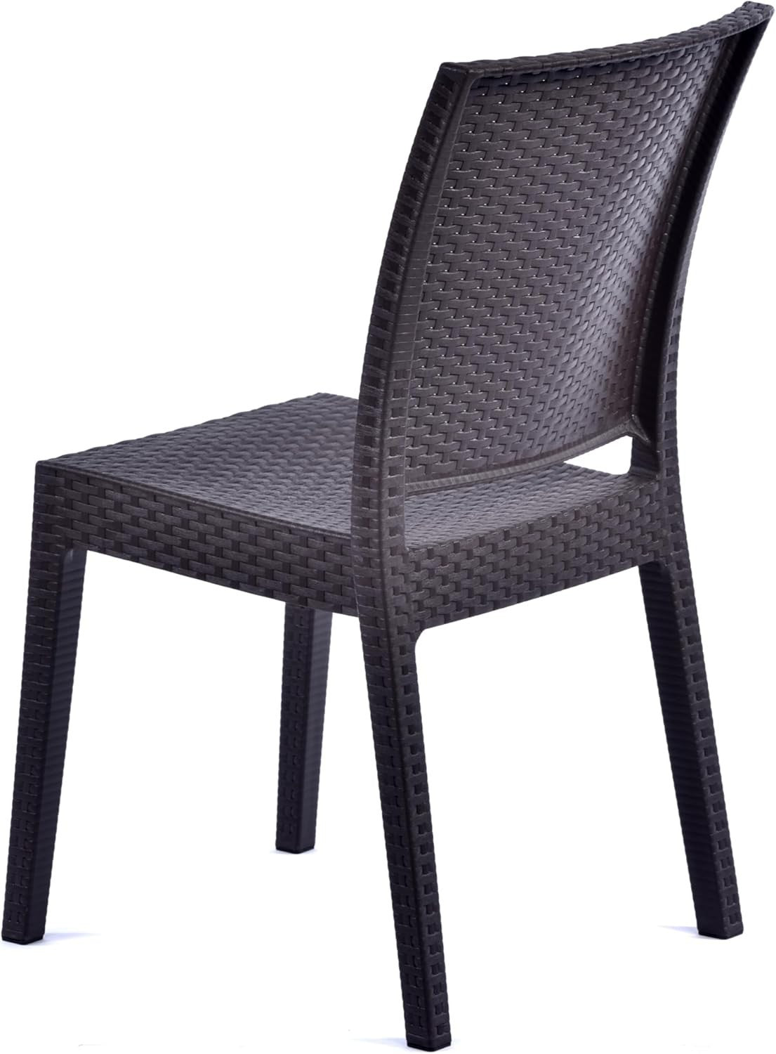 Rattan Effect Side Chair Stackable Outdoor Garden Patio Polypropylene Seat