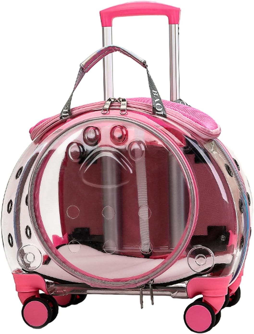 Pet Carrier Trolley with Wheels Transparent Travel Stroller Cat Dog Bag