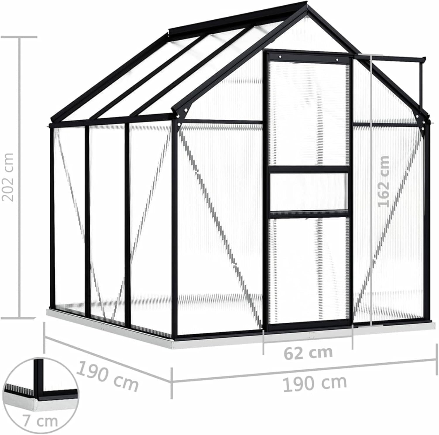 Luxury Walk-In Greenhouse Aluminium Frame Polycarbonate Panels Weatherproof
