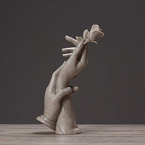 Romantic Grey Hand-in-Hand Sculpture • Resin Couple Ornament • Elegant Gift