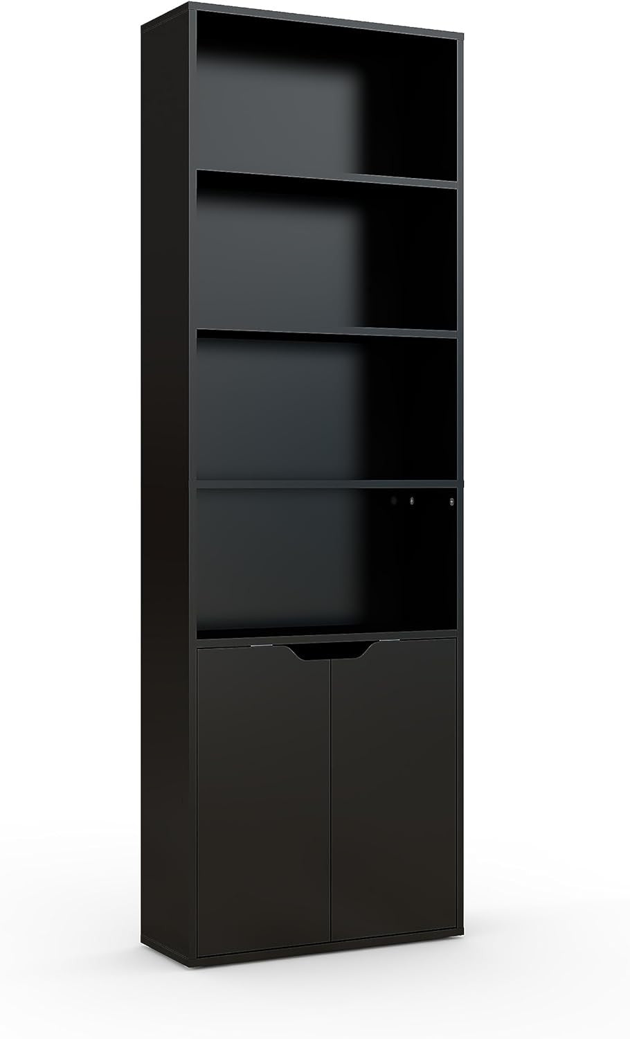 Tall 6 Tier Bookcase with Doors Modern Storage Cupboard Free Standing Shelves
