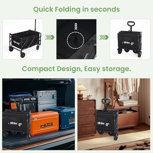 Foldable Black Festival Trolley Wagon 176lbs Heavy Duty Camping Utility Cart