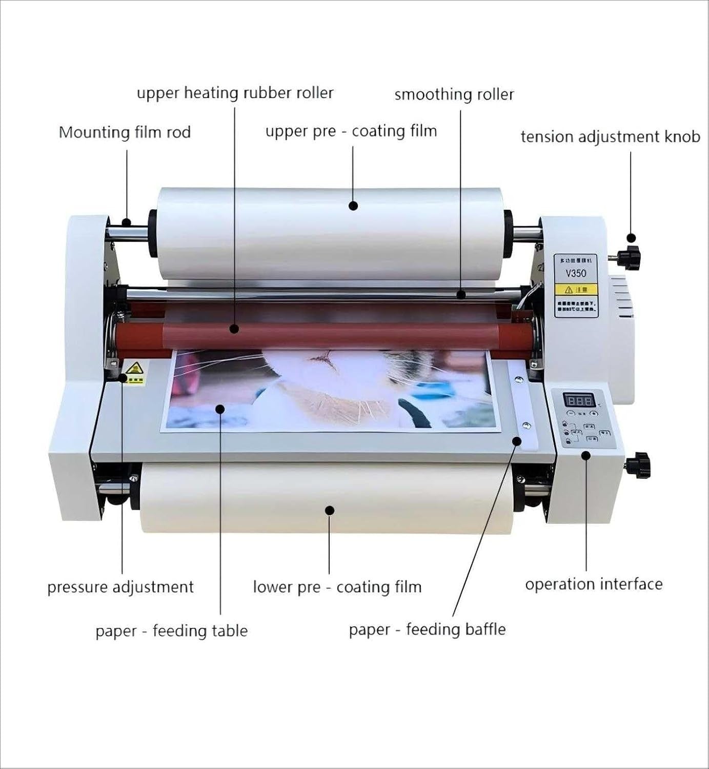 17” Hot Cold Roll Laminator 1-Min Warm Up Silent Adjustable Office