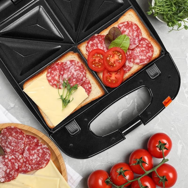 3-in-1 Snack Maker 1200W Waffle Toastie Grill Press Removable Plates