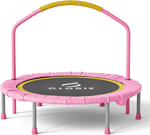 Compact 38in Exercise Rebounder Trampoline Adjustable Handle 220LB