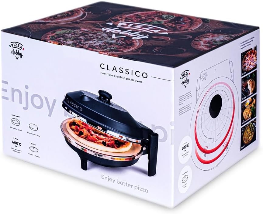 Electric Pizza Oven 1200W | 32cm Stone Plate 400°C Dual Heat Fast Cooker