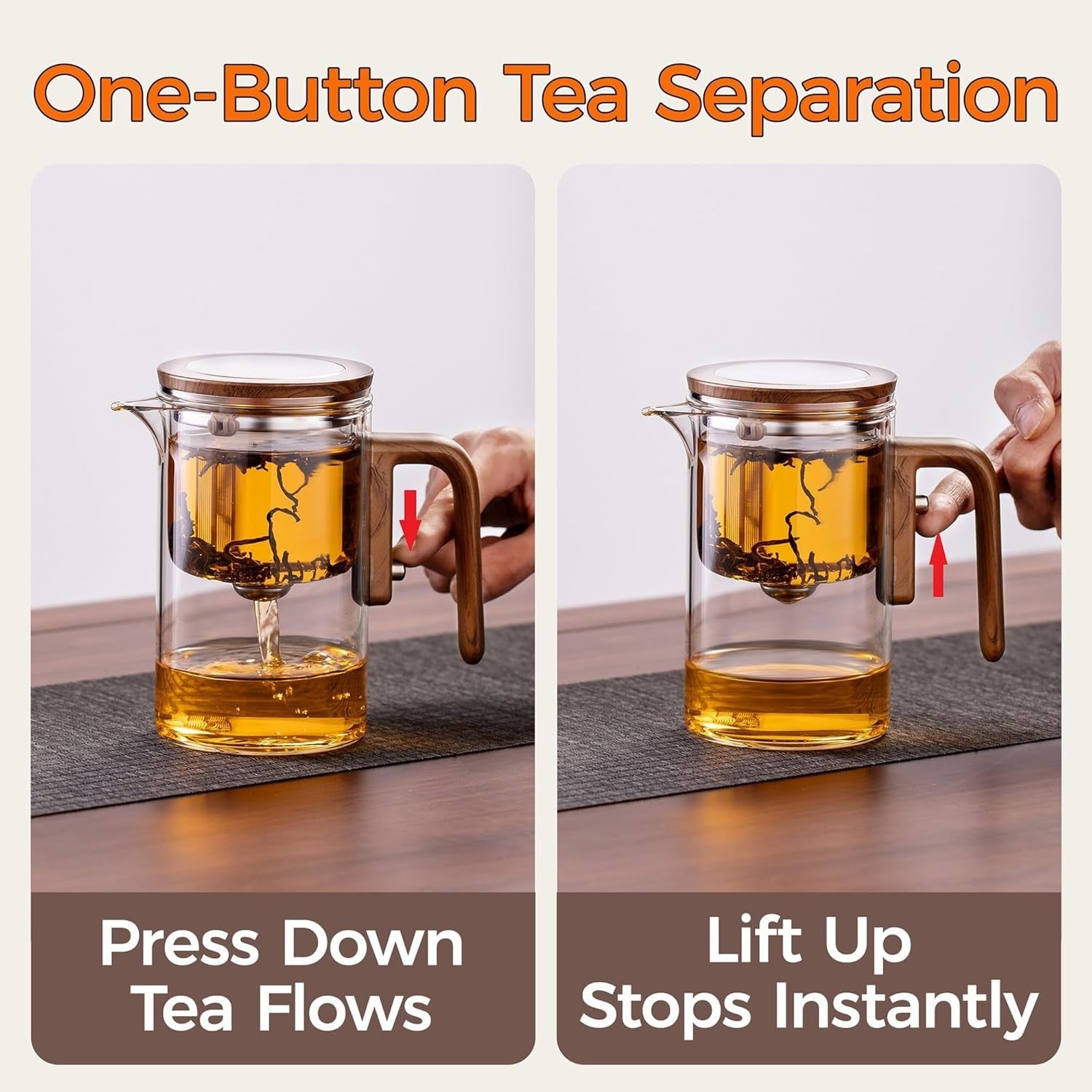 Magic Glass Teapot 600ml Magnetic Infuser Loose Leaf Tea Maker