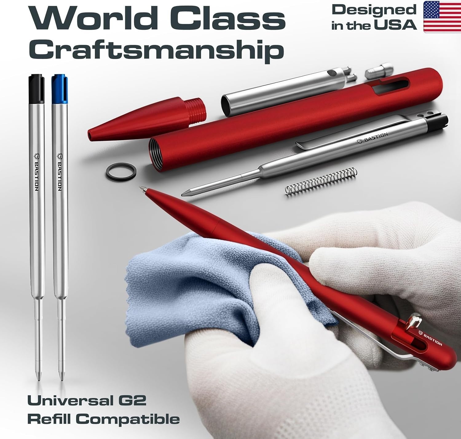 Luxury Slim Red Ballpoint Pen – Aluminium, Bolt Action, Gift Ready