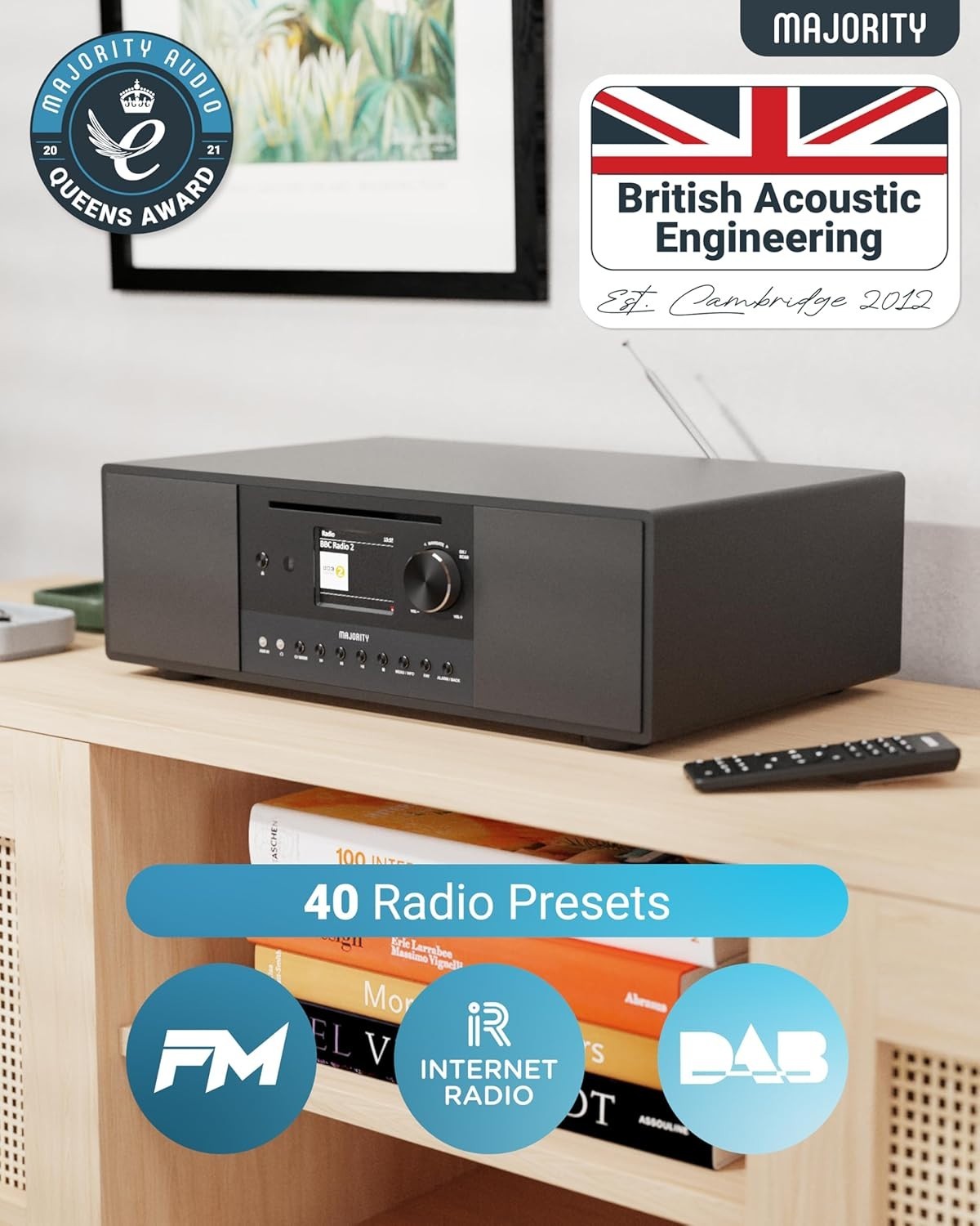 Internet Radio DAB+ CD Player 120W 2.1 Hi-Fi System Subwoofer