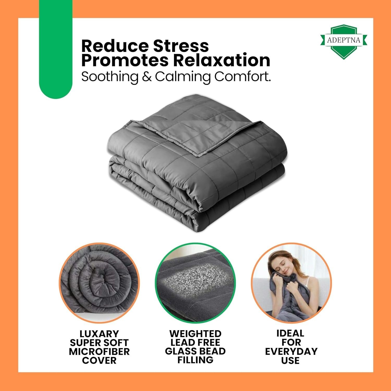 Grey 4kg Weighted Blanket 125x150cm Single Adult Anxiety Relief