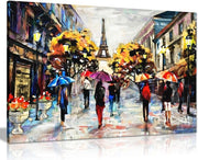 Large Paris Canvas Wall Art Colourful Oil Painting 91x61cm