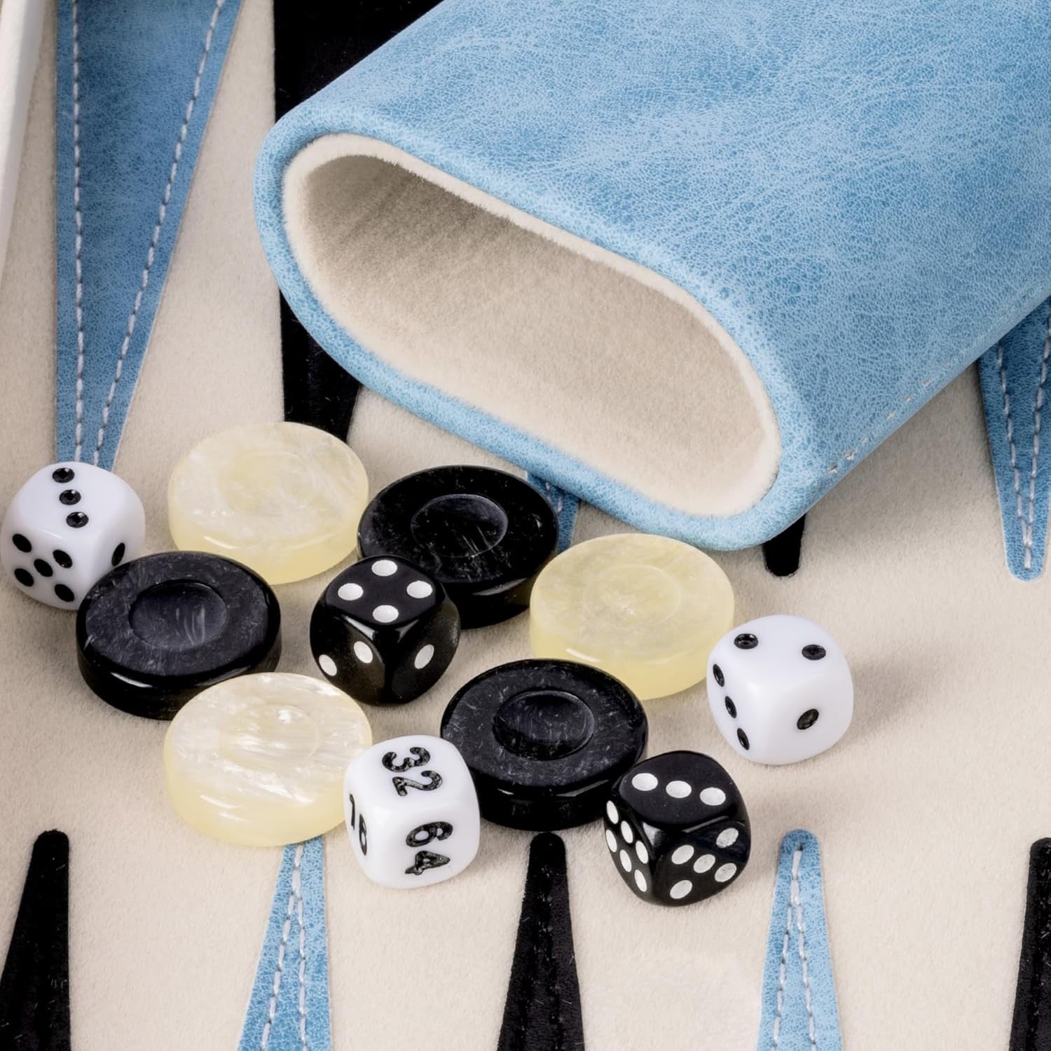 9.4 Inch Travel Backgammon Set Leather Folding Board Portable Game