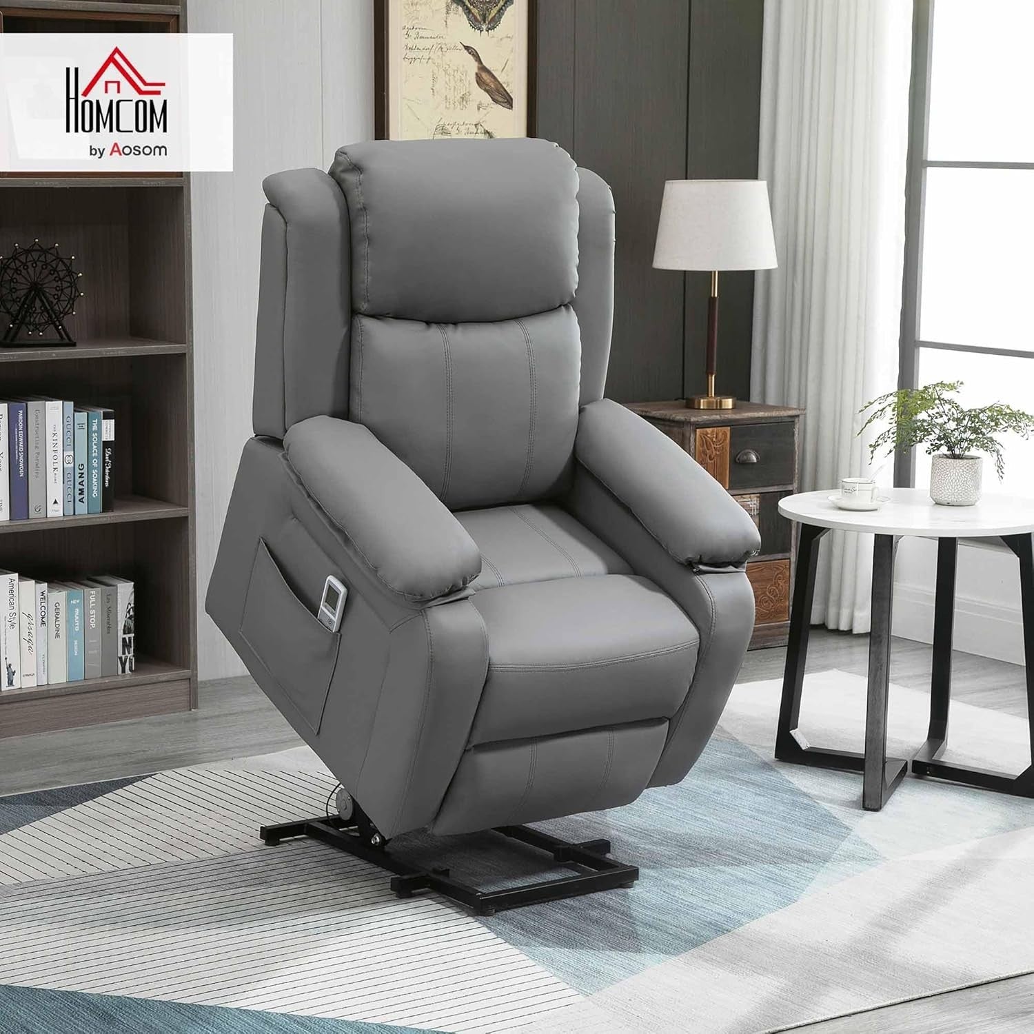 Power Lift Recliner Chair Massage Heat 160° Recline w/ Footrest Side Pockets