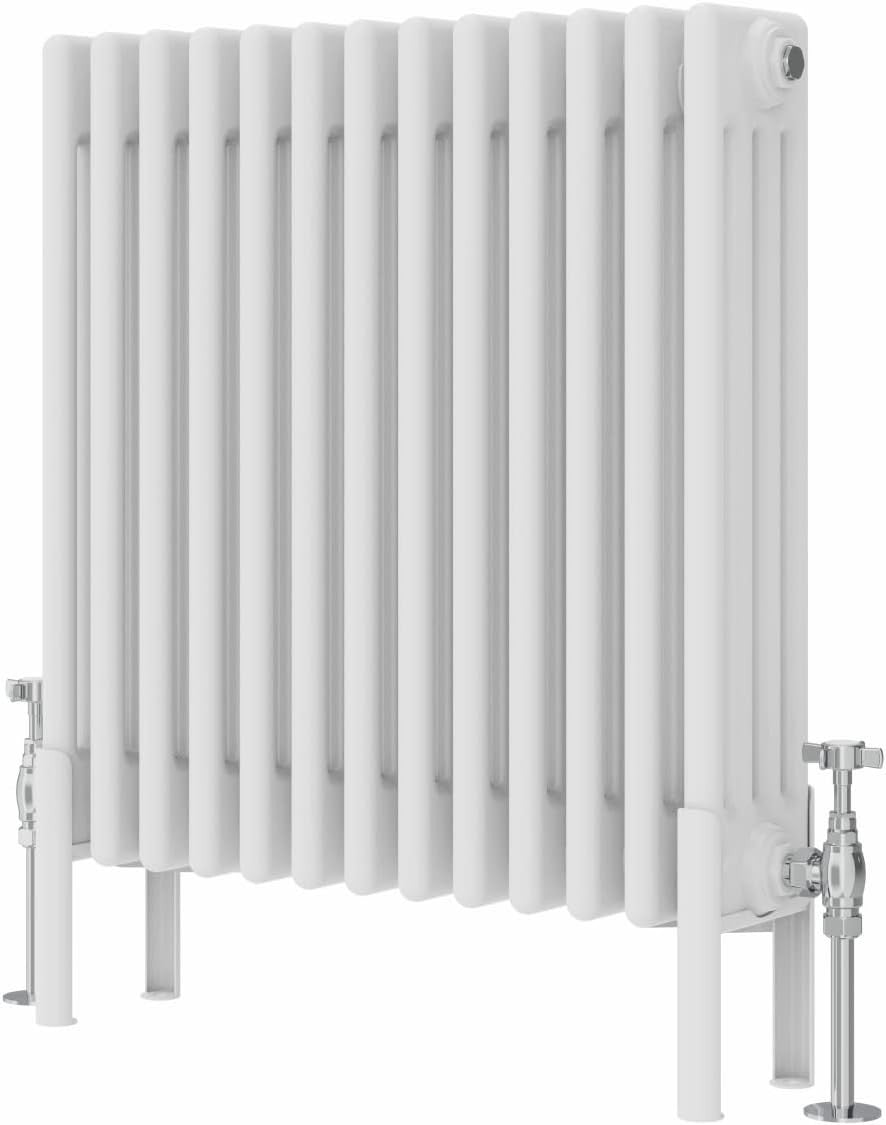 4 Column Horizontal Radiator 600x605mm White Cast Iron Style