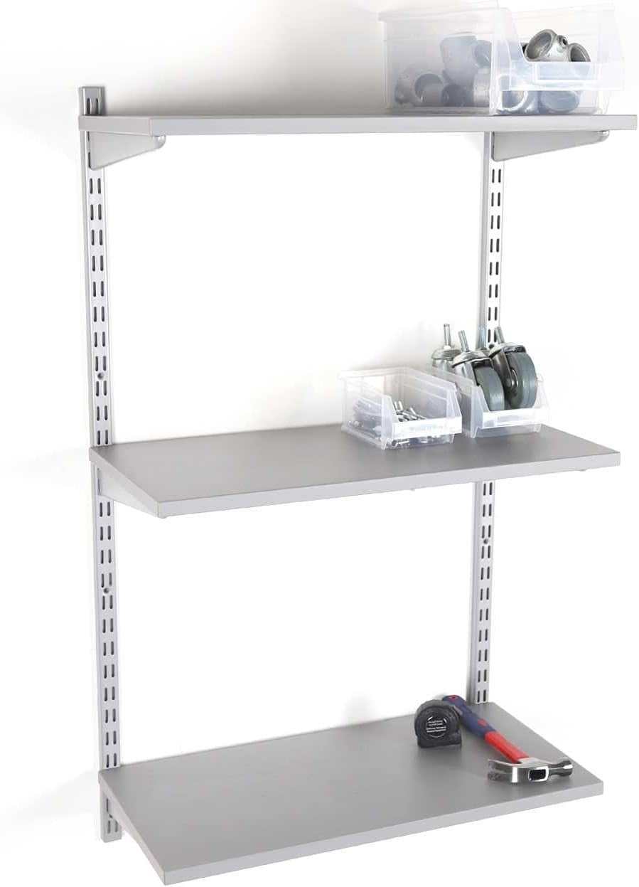 Adjustable Floating Wall Shelf 3-Tier Grey 31.6D x 90W x 100H cm