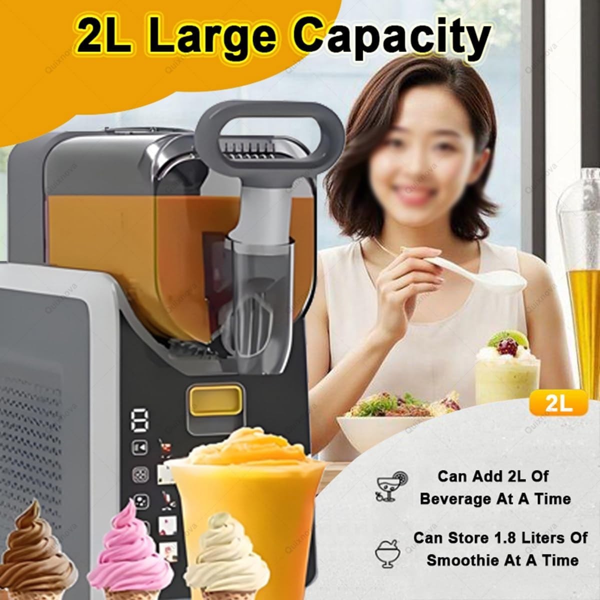 Frozen Drink Slush Machine 2L No Ice Fast Freeze Auto Clean Cocktail Maker