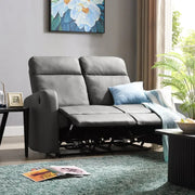 2 Seater Grey Electric Recliner Sofa Faux Leather Compact Lounge Chair