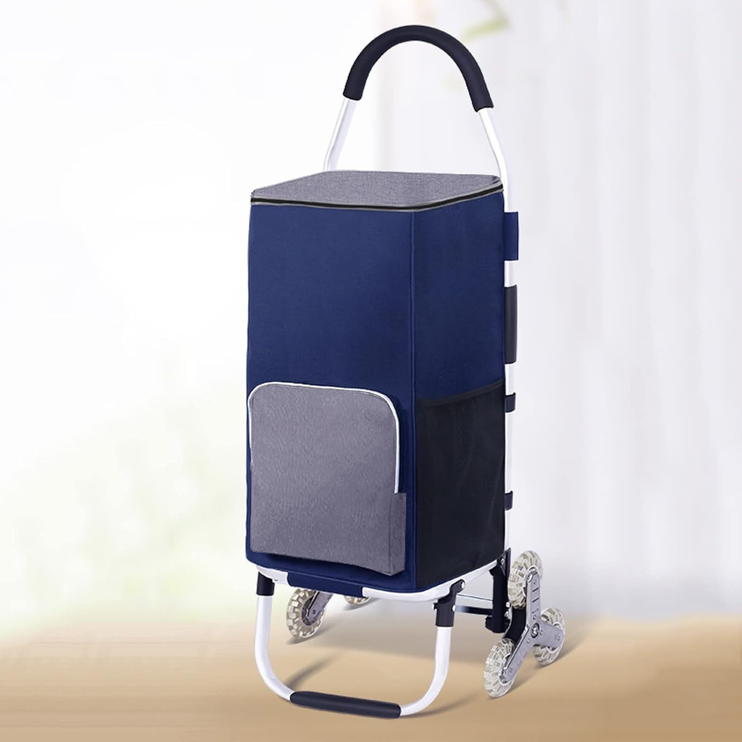 Foldable Stair Climbing Grocery Cart Large-Capacity Lightweight Trolley
