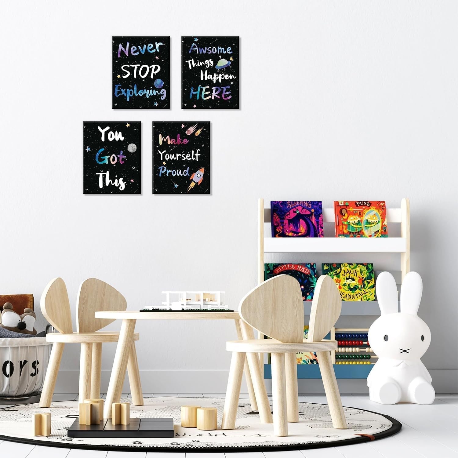 Space Motivational Wall Art Set of 6 Framed Kids Bedroom 25x20cm