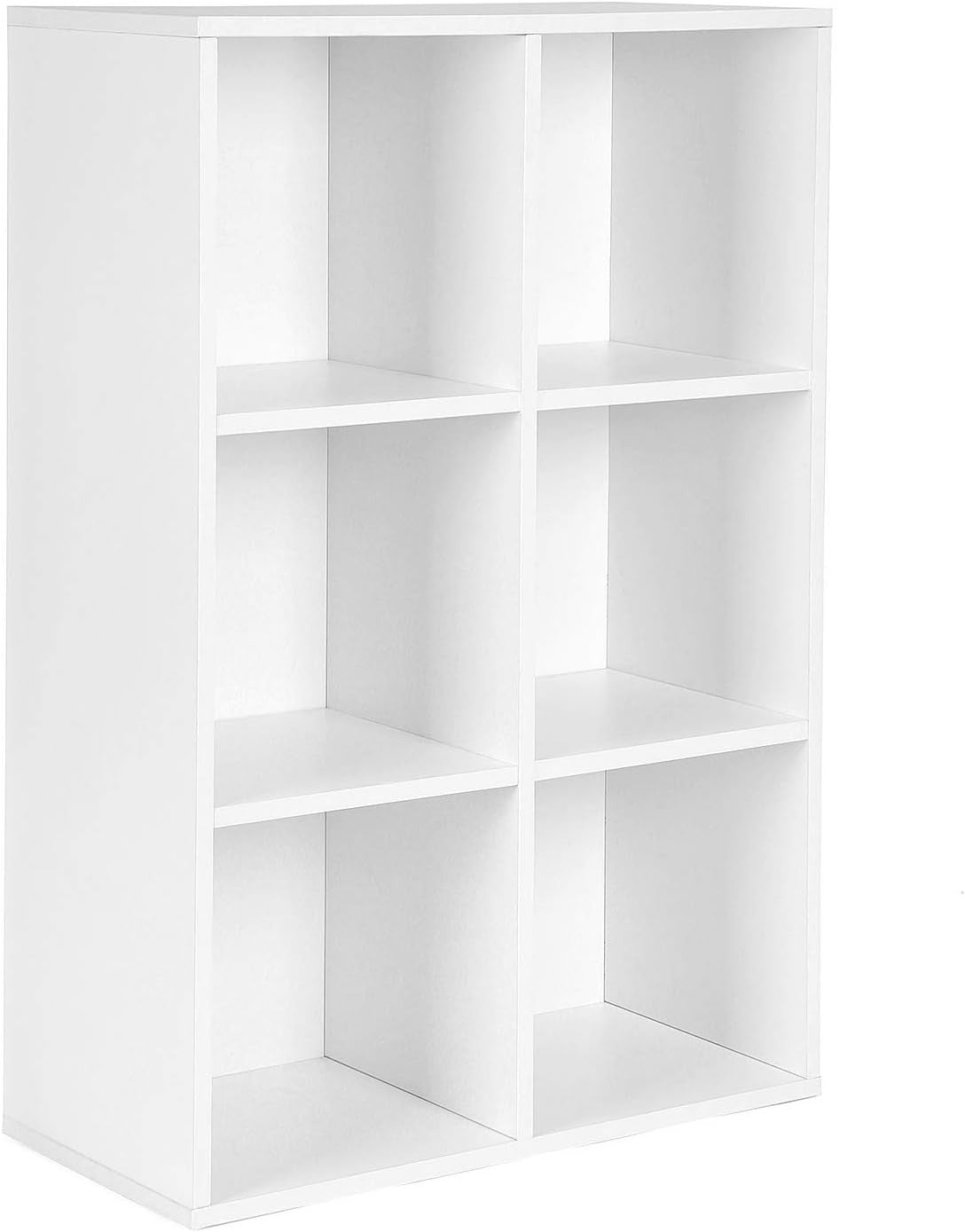 6-Compartment White Bookcase | Modern Cube Storage Shelf for Home Office Living