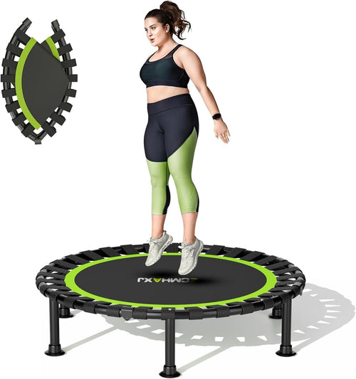 40in Foldable Rebounder Trampoline Indoor Fitness Adjustable Bar 440LBS