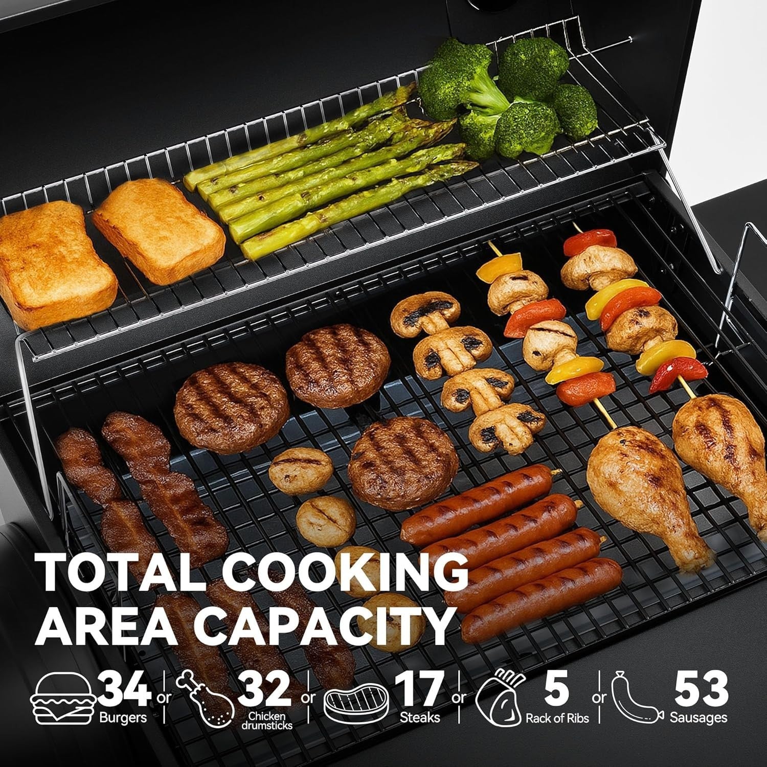 Large Charcoal BBQ Grill with Offset Smoker 30" Outdoor Barbecue Cooker