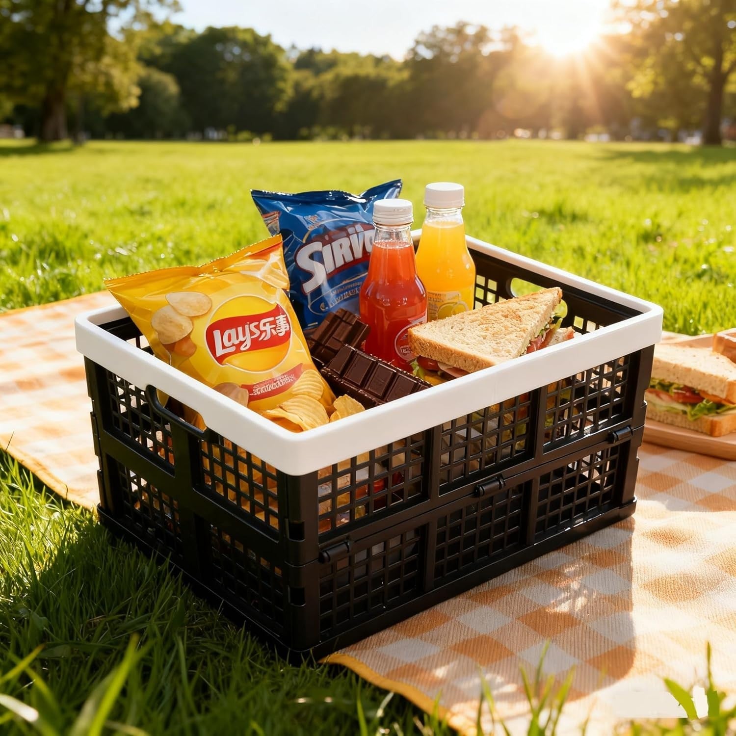 3 Pack 30L Foldable Storage Crates Collapsible Plastic Boxes