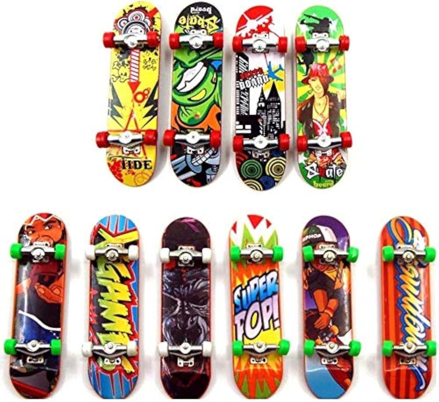 Mini Finger Skateboards Set 6pcs Alloy Toy for Kids Tricks Play