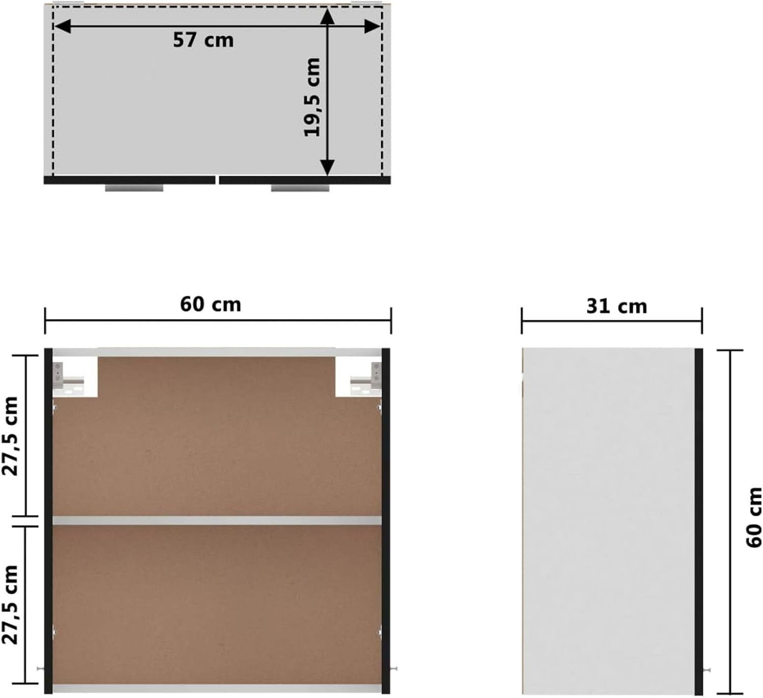 Wall Mounted Kitchen Cabinet Hanging Storage Cupboard with Lockable Doors 60x31x