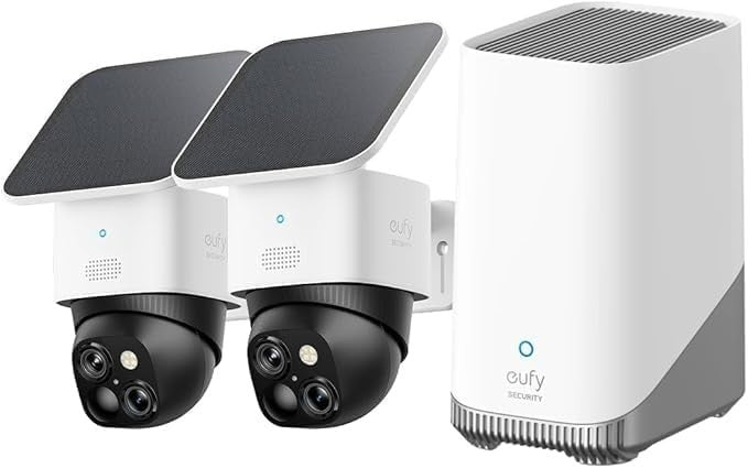 3K Dual Lens Solar Security Camera Kit 360° PTZ Wireless No Fee