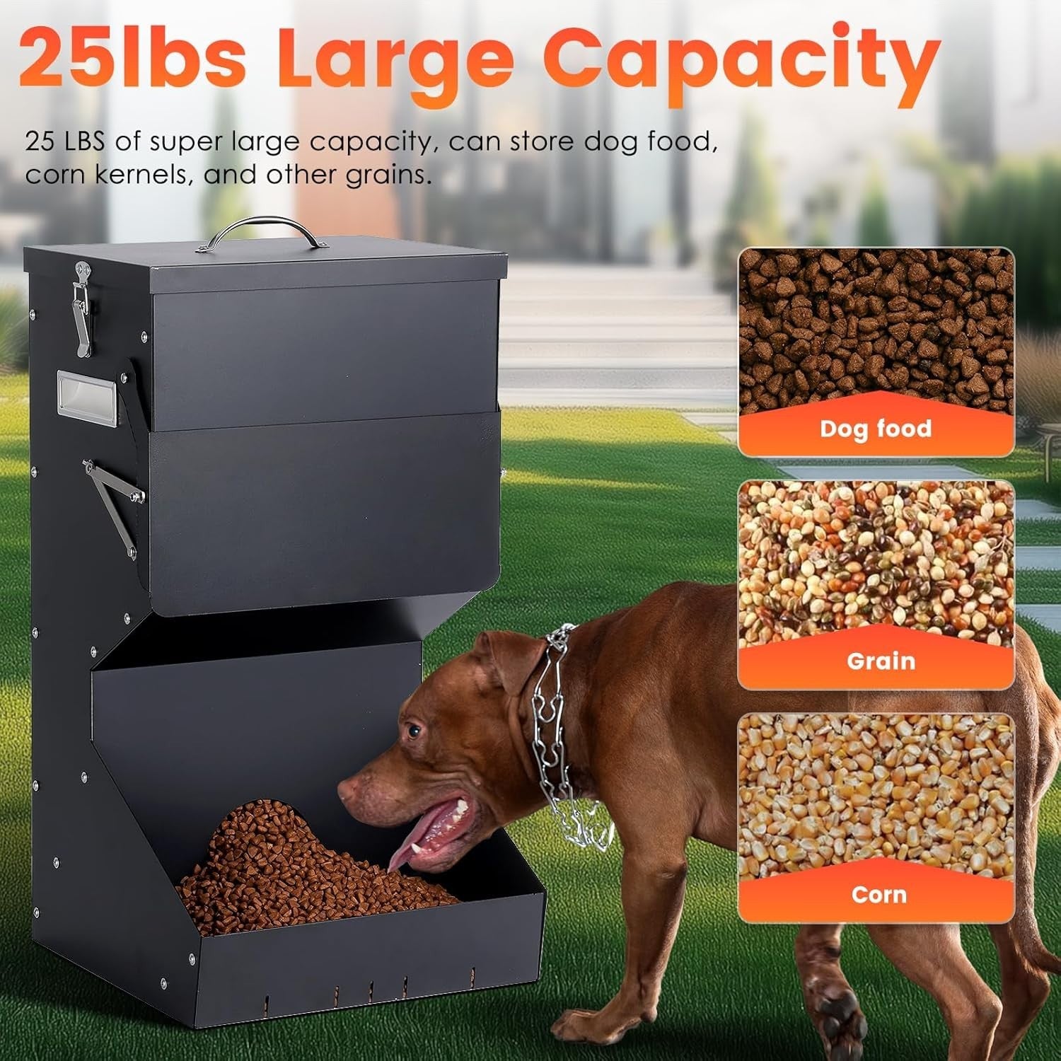 11kg Automatic Dog Feeder Outdoor Gravity Food Dispenser Galvanised