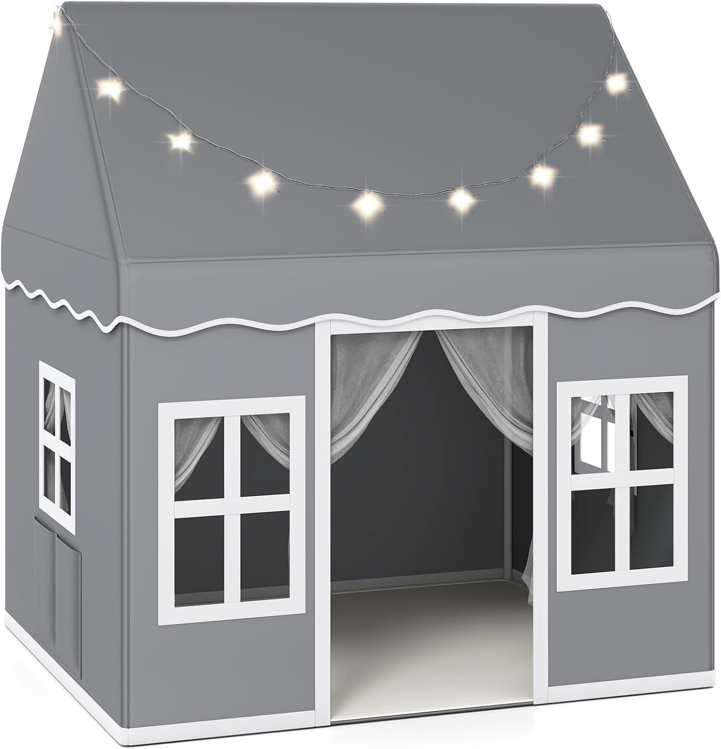 Large Kids Play Tent Indoor Outdoor Castle w Star Lights Non Slip Mat