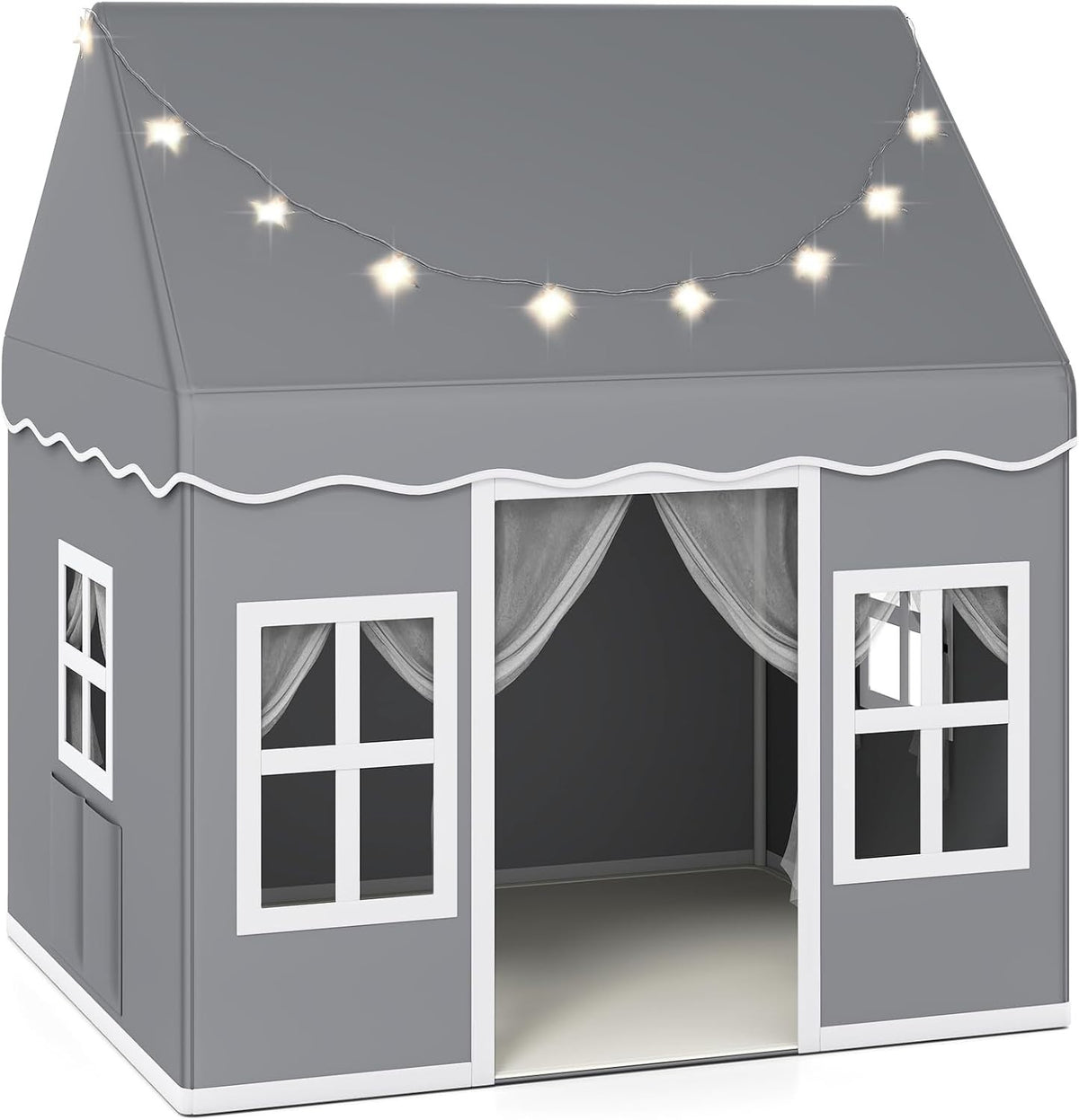 Large Kids Play Tent Indoor Outdoor Castle w Star Lights Non Slip Mat