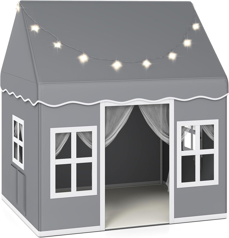 Large Kids Play Tent Indoor Outdoor Castle w Star Lights Non Slip Mat