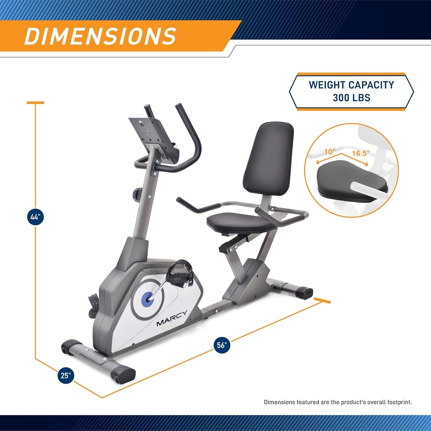 Recumbent Exercise Bike Magnetic 8 Level LCD Adjustable Seat Quiet Home Fitness